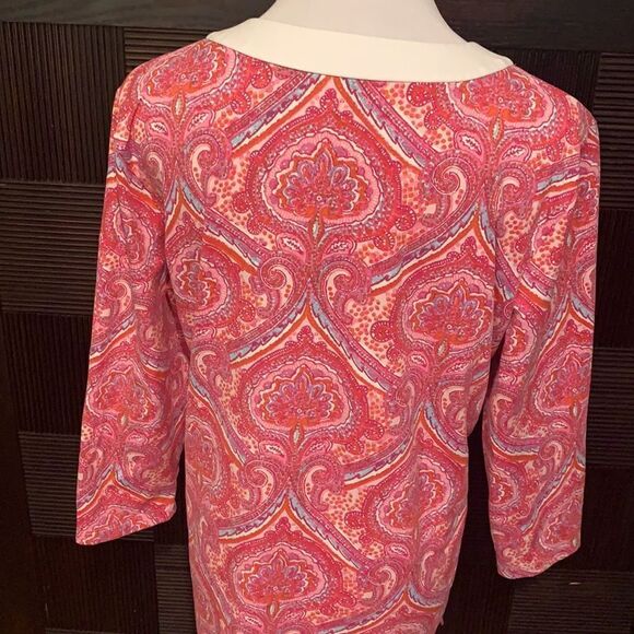J. McLaughlin pink paisley tunic style top - Picture 2 of 5